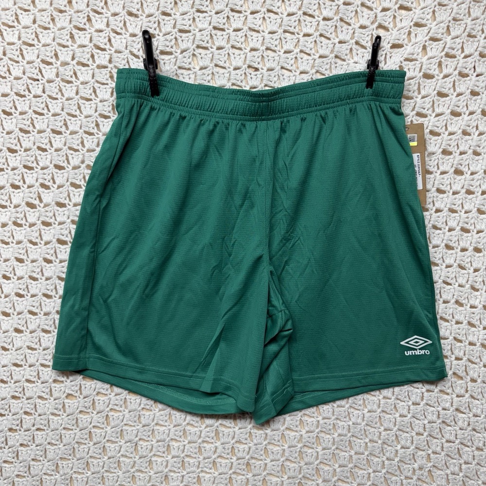 Umbro Soccer Running Shorts Men's Sz L Forest Green Stretch Gym Activewear NWT